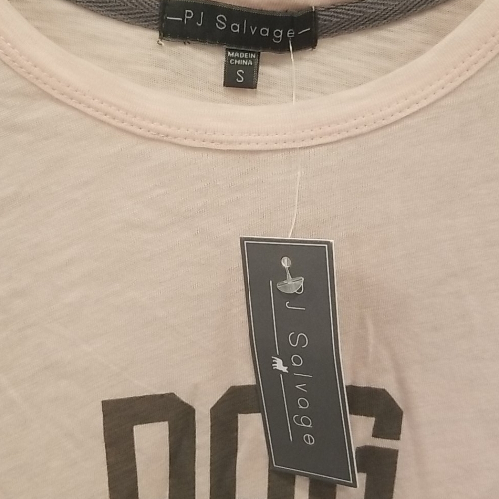 💕PJ SALVAGE💕 Dog & Wine Pajama T-Shirt ~ Dog Mother Wine Lover Blush S NWT - Picture 8 of 10